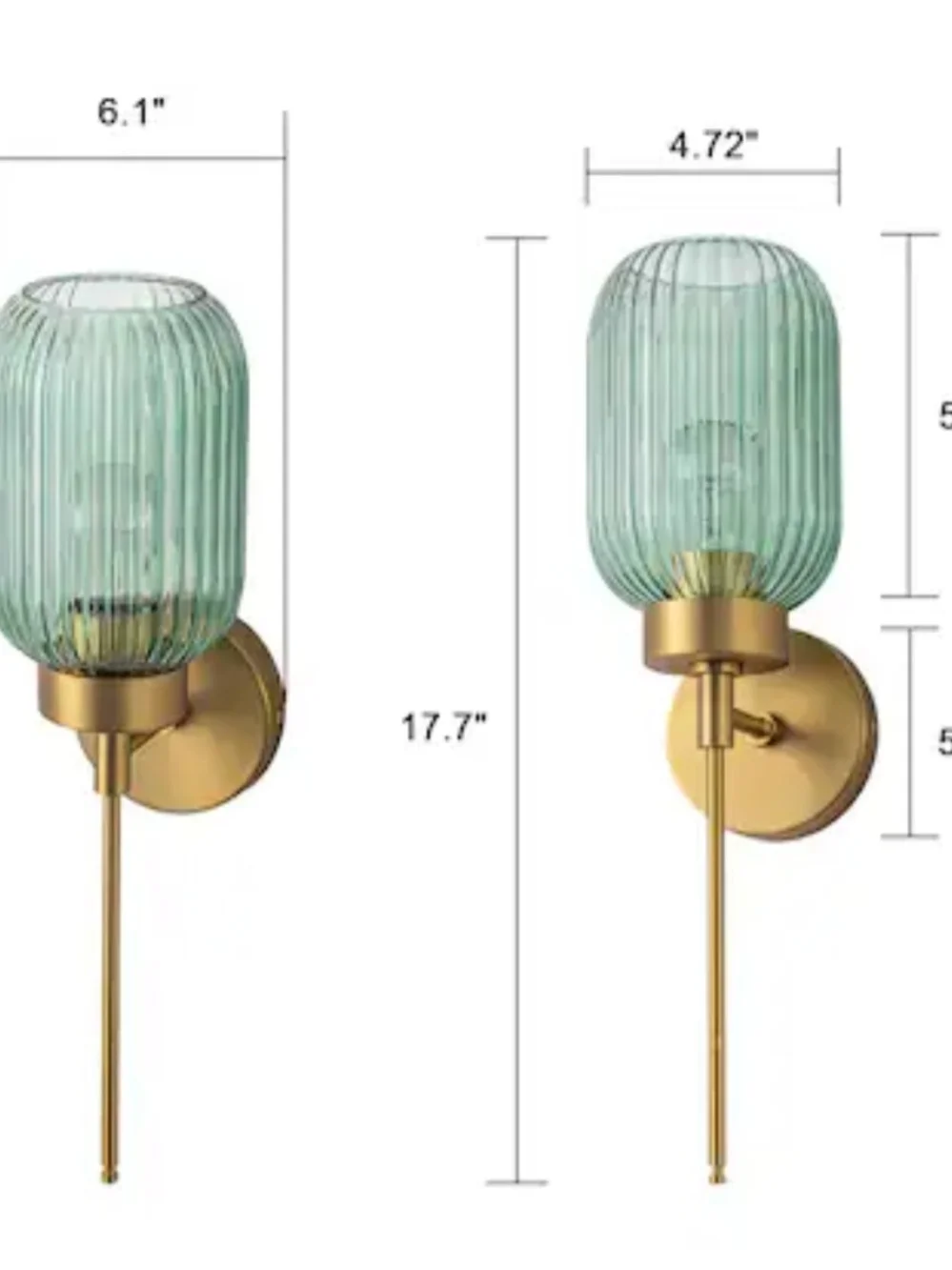 Brass Wall Lantern with Green Ribbed Glass Shade